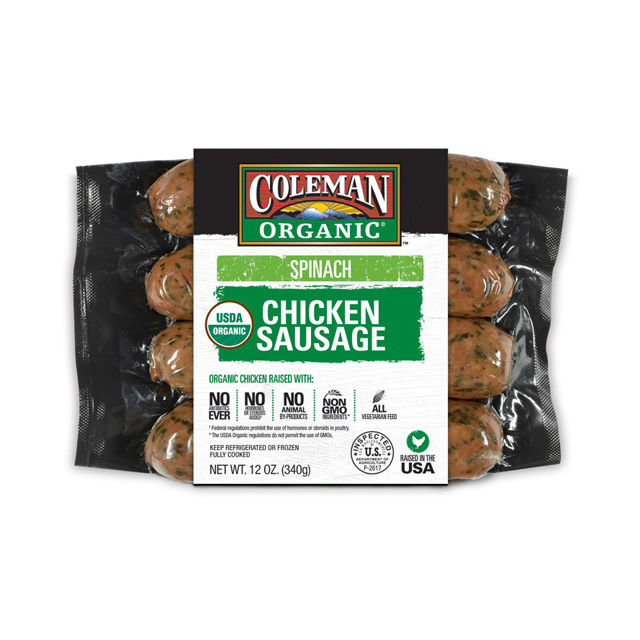 Coleman Chicken Spinach organic sausage