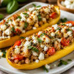 Stuffed Summer Squash with Ground Turkey & Feta
