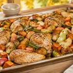 Sheet-Pan Chicken with Apples, Brussels Sprouts and Sweet Potatoes